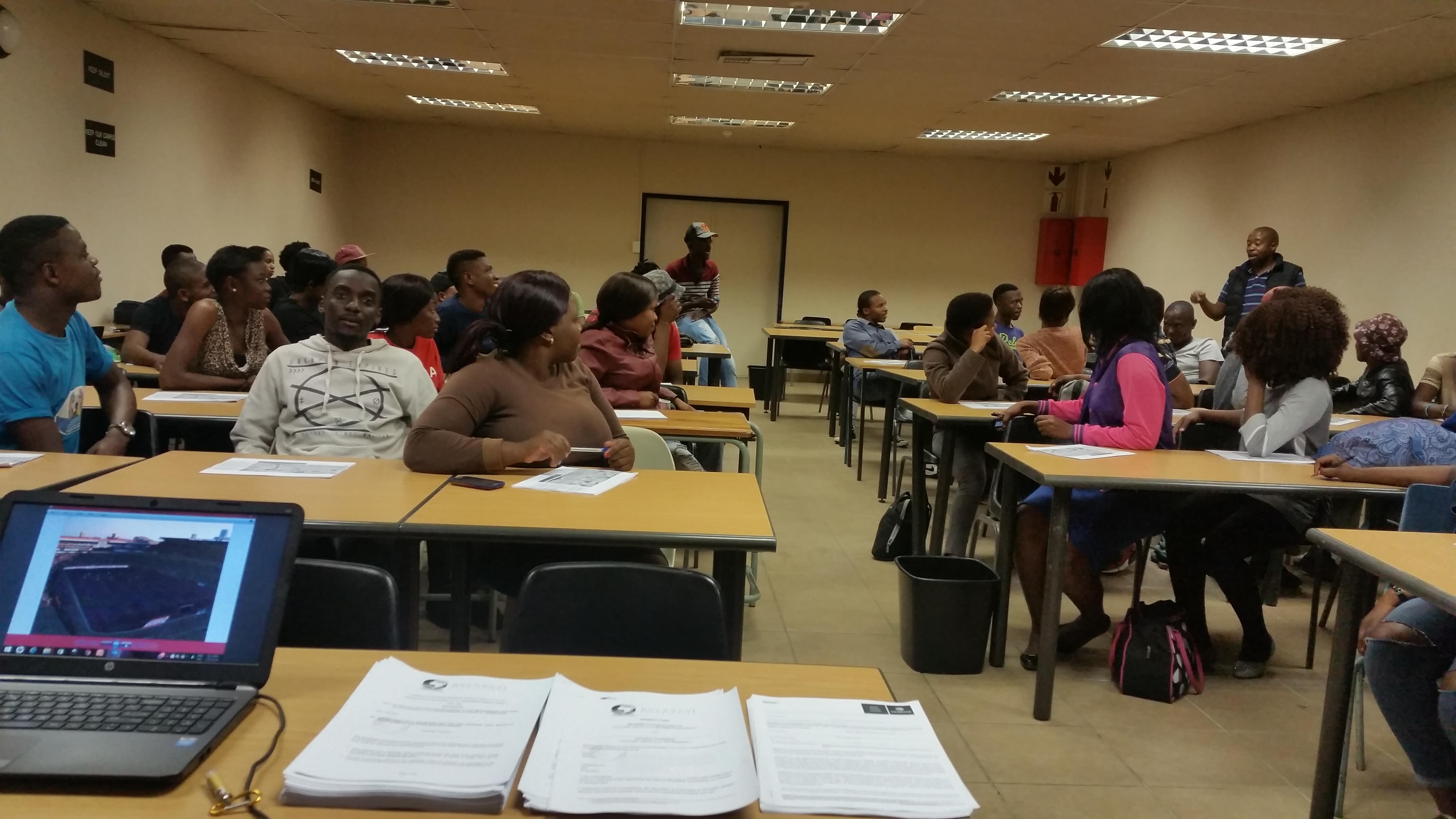 Coach Selaelo Mosala (Formerly with Polokwane City as Assistant Coach) guest speaker during training (Nedbank Cup Final 2016 Volunteer Program)
